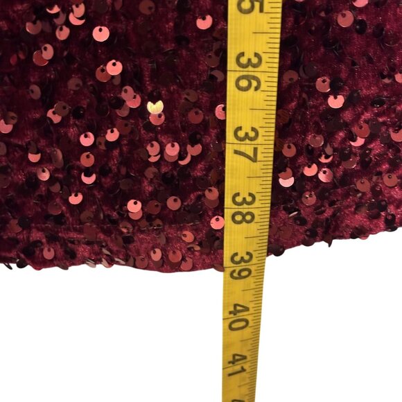Sleeveless Deep Wine Sequin Party Dress Size XL By Nina Leonard - Picture 13 of 13